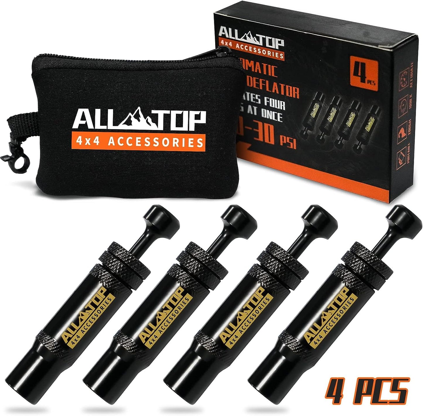 TYRE DEFLATORS - ADJUSTABLE AUTO-STOP 10-30 PSI, 4PCS